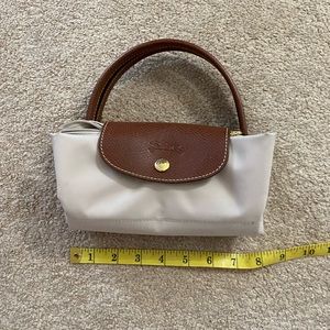 🐴Longchamp Le Pliage Cream and Brown Foldable Tote Bag/Purse🐴